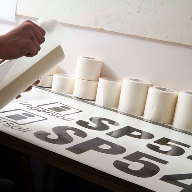 Newly printed adhesive sticker signages